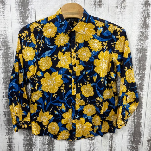 INC International Concepts Other - INC International Concepts Button Front Shirt Men's XL Floral Print Yellow Blue